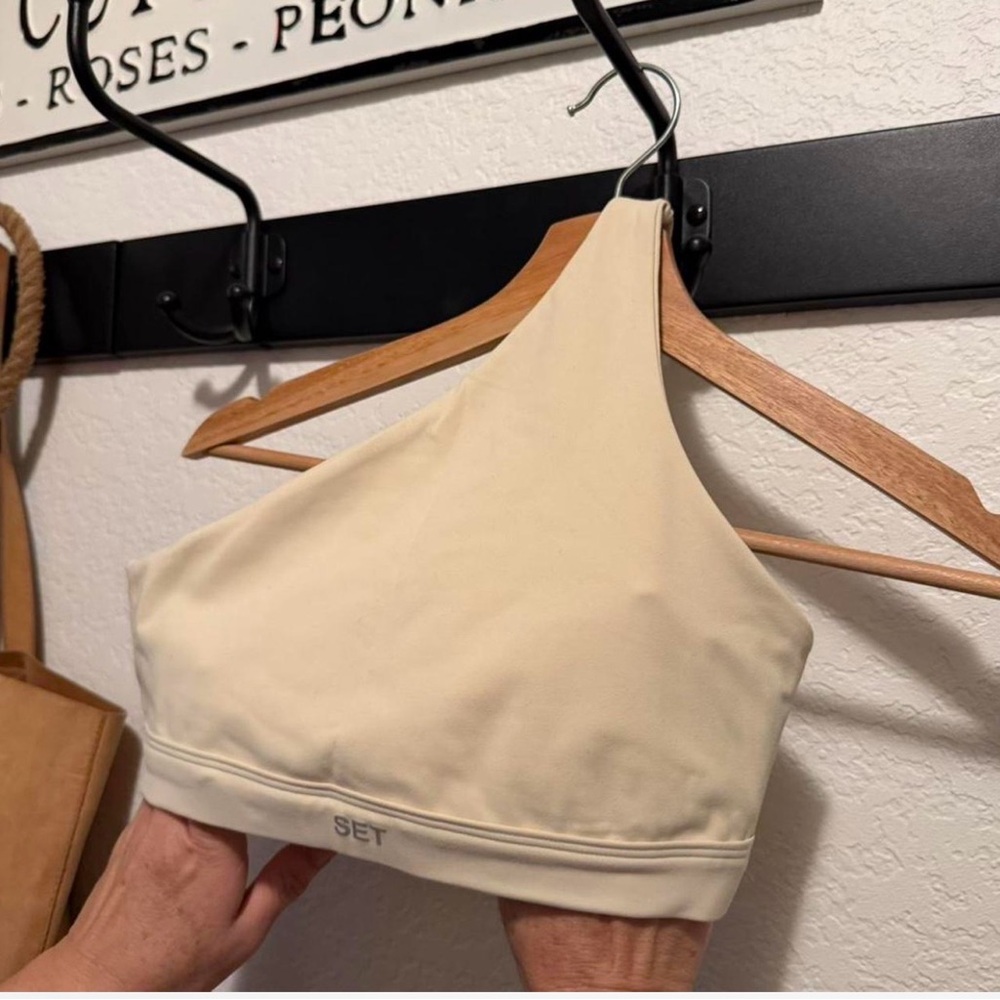 SET Active Beige One-Shoulder Bra